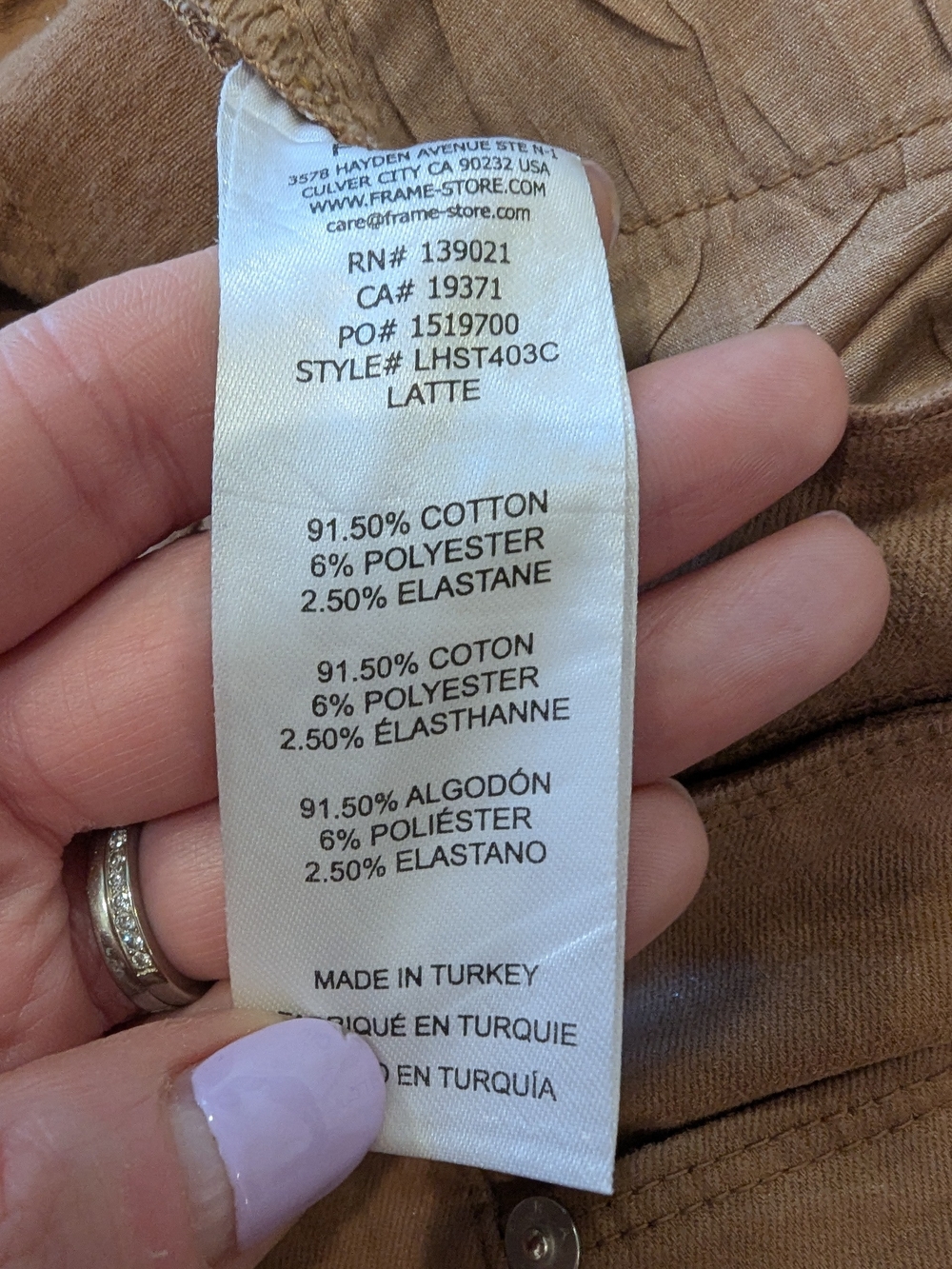 FRAME Straight Leg Mid Rise Jeans Tan Nude - Picture 7 of 7